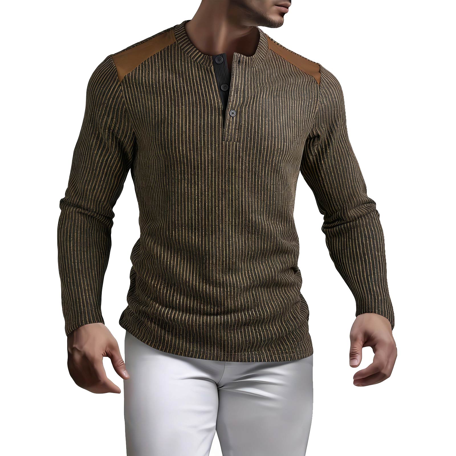 Men s Round Single Breasted Slim Fit Long-Sleeve Casual Outdoor Sports Top XL