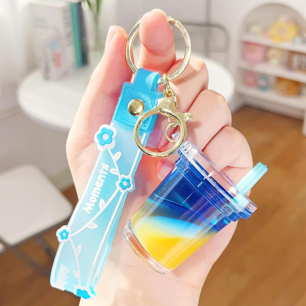 Acrylic Milk Tea Keychain: Cute Coffee Cup Glitter Pendant Charm