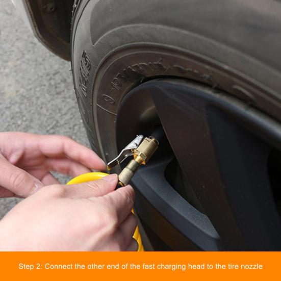 Tire Quick Connector Air Chuck Open Flow Straight Lock Chuck with Clip Durable Copper Construction Tire Inflation Connector