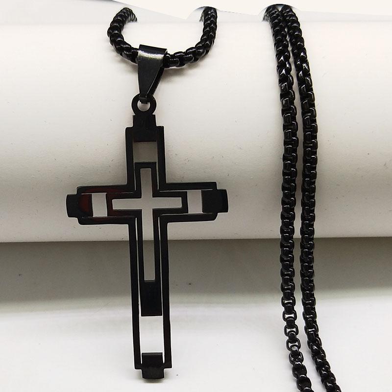 Cross Stainless Steel Choker Necklace for Man Gold Color Men's Chain Necklace Jewelry Corrente Masculina N1173S02