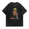 Erykah Badu Rap tour short sleeve black shirt vintage Washed homme graphic Casual Top For Everyday Wear designer clothes