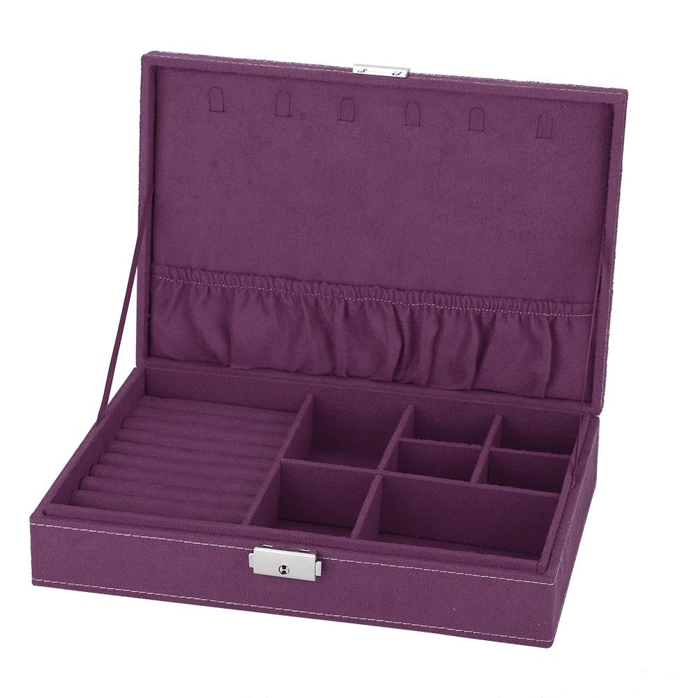 High Capacity Jewelry Earrings Rings Bracelet Necklace Box Organizer Storage (Purple)