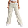 Women's Fashion Color Blocked High Waist Straight Leg Wide Leg Pants Pocket Casual Pants