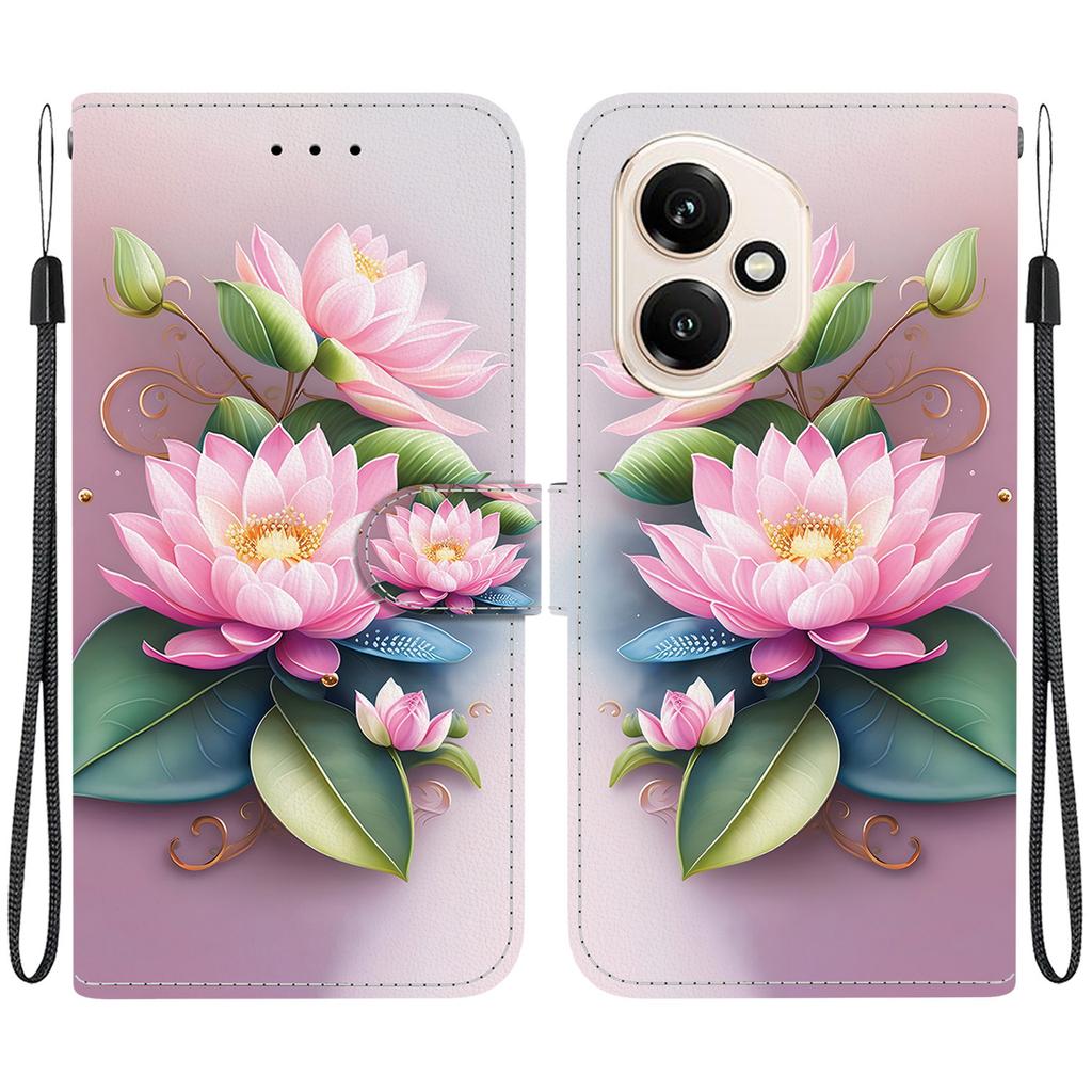 For Honor 400 5G (Global) Case Pattern Printing Leather Flip Wallet Phone Cover with Lanyard