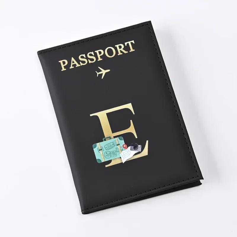 Husă pentru pașaport din piele imprimată cu litere Bărbați Femei Suport pentru pașaport Clip pentru bilet de avion Huse pentru pașapoarte Suport pentru identitate Suport card de credit