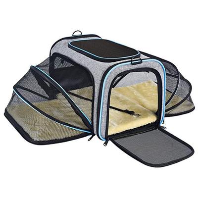 Atmungsaktive doppelt erweiterbare Crossbody-Reisetasche für Haustiere