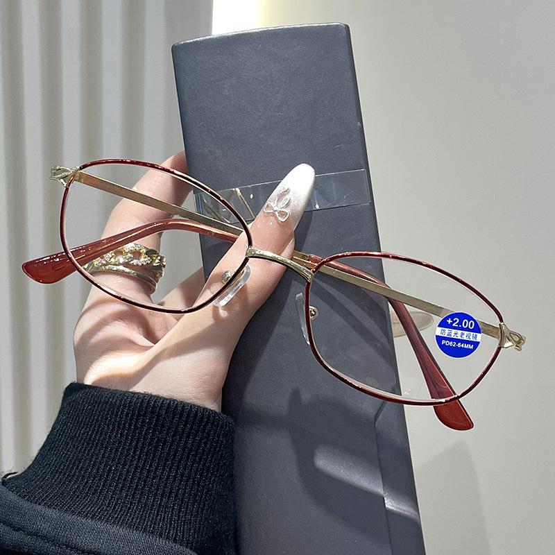 

Модные женские очки для чтения, очки от пресбиопии с защитой от синего света, очки для пресбиопии для пожилых, очки в красной металлической оправе 2 красный