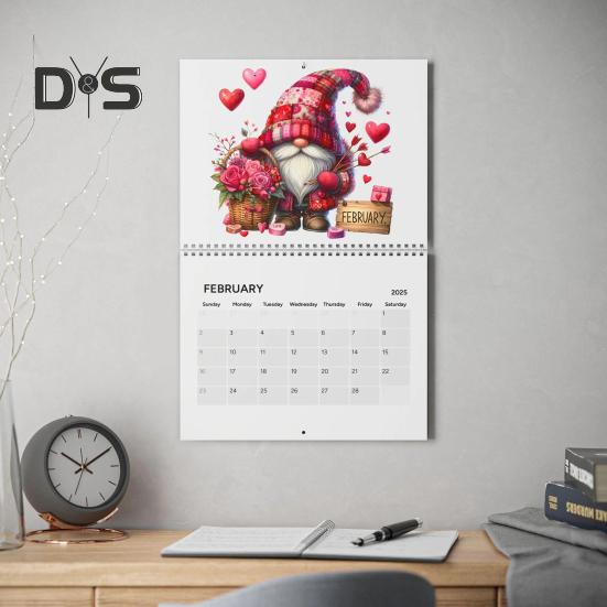 Настенный календарь 2025 Gnome, красочный ежемесячный планировщик с гномами, настенный календарь со спиральным переплетом для домашнего офиса, декор