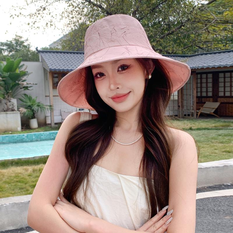 Hat female summer bow big brim bucket hat outdoor travel sun protection beach hat summer sun hat