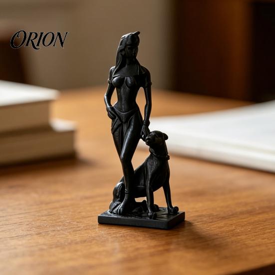Elegant Woman And Dog Statue 3D Printed Women Figurine, Egyptian Goddess Sculpture, Light Luxury Sculpture Collectible Tabletop for Living Room