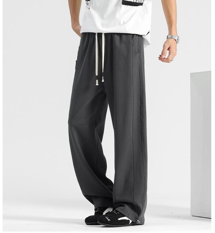 Men's Korean Relaxed Wide-Leg Velvet Sweatpants for Autumn and Winter