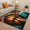 HD Colorful Tree of Life Yggdrasil Celtic Rune Living Room Non-Slip Area Rug Carpet for Bedroom Playroom Sofa,Home Decor Doormat