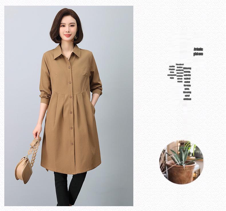 2024 Women's Mid-Length Trench Coat: Chic Spring & Autumn Fashion for Mature Women
