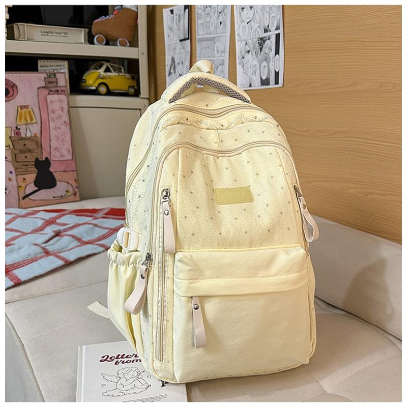Fresh and Simple Chinese Schoolbag Women's High-value Star Printing Campus Backpack Large-capacity Travel Backpack