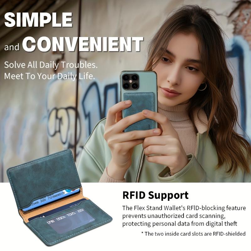 EUCAGR RFID Shielded Credit Card Wallet Magnetic Phone Case 3 Card Slots Faux Leather Secure ID Credit Card Storage, Men'S Gift