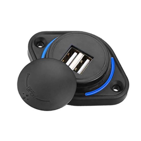 3.1A 12-24V Slide Lid Car Bus Boat Dual USB Port Charger Power Socket Outlet