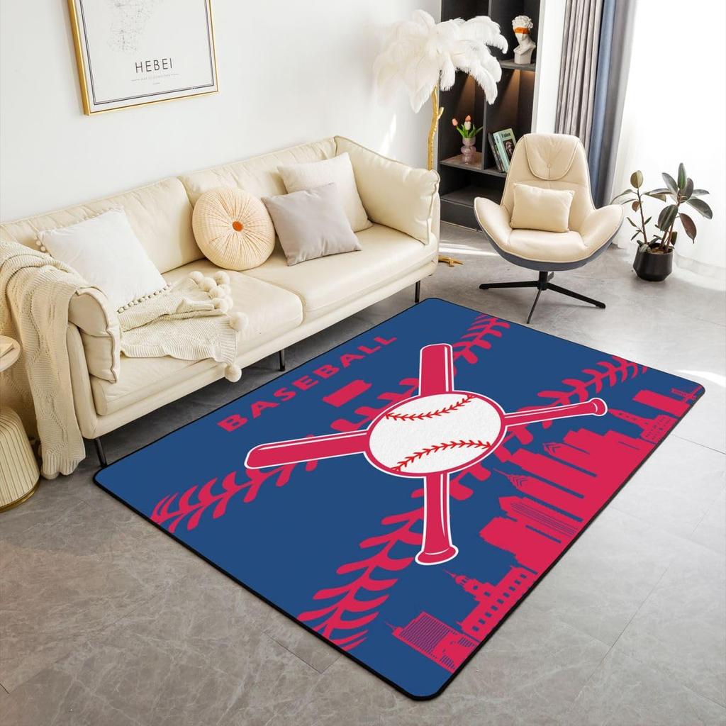 Ковер Erose Bridal Boys Baseball Area Rug 5x7 для подростков и молодежи, Ковер с изображением бейсбольной команды в подарок, Спортивные ковры для спальни, Городской ковер для помещений с тематикой бейсбола