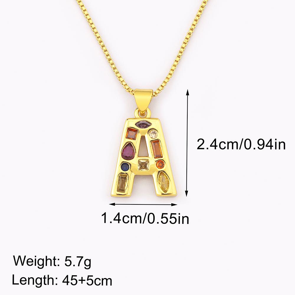 Nidin New Fashion Pave Colorful Zircon A-Z Letters Pendant Necklace Initials Alphabet For Women Name Clavicle Chain Jewelry Gift