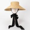 European and American Retro Fashion Light Flat Top Big Brim Strap Straw Straw Straw Hat Stage Catwalk Straw Hat Beach Sun Hat