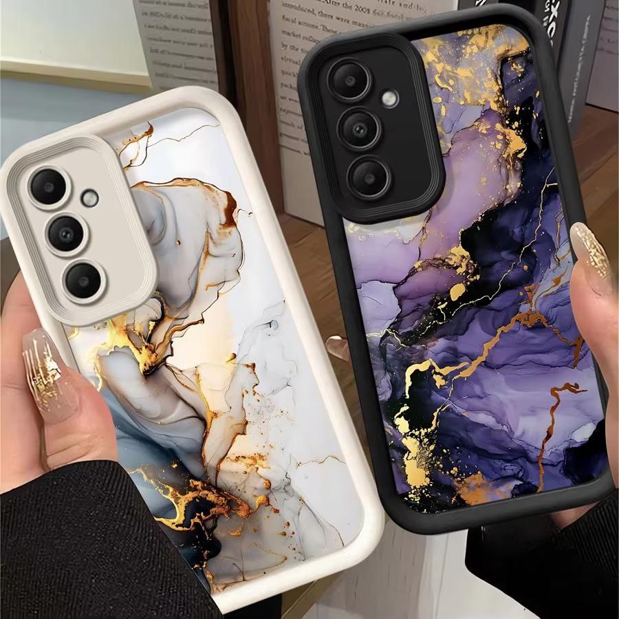 Fashion Marble Phone Case For Samsung Galaxy S24 Ultra S25 Plus S23 S22 S21 S20 S24 FE A55 A54 A15 A35 Soft Soft Silicone Cover