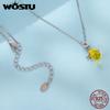 WOSTU 925 Sterling Silver Honey Bee Necklace for Women Honeycomb Pendant with Yellow Crystal CZ Dainty Birthday Jewelry Gift