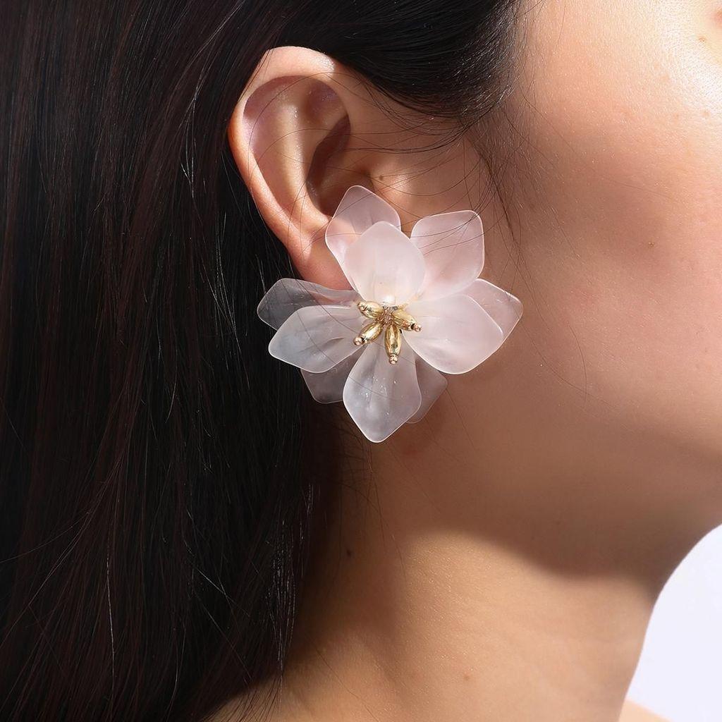 Sculptural Floral Acrylic Earrings Oversize Sweet Bloom Studs with a Modern Art Vibe OG050