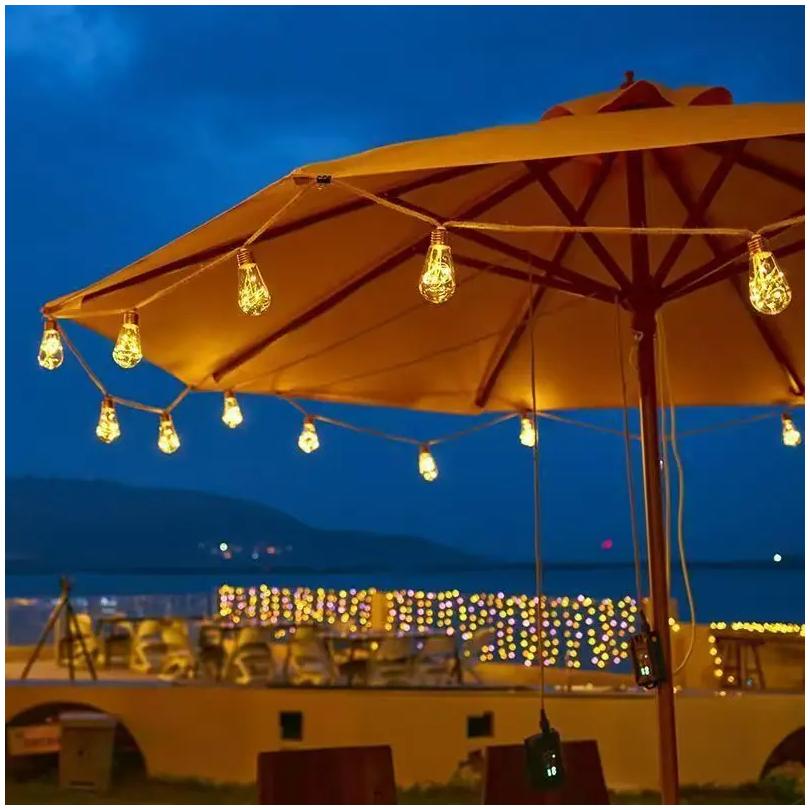 Solar Powered Outdoor String Light 7m 16 Bulb Waterproof Garden Lamp for Patio Fence Path Yard Porch Railing Bar Halloween