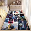 Sports Area Rug, Kylian Mbappe Career Collage PSG France Number 10 Graffiti Newspaper Trophies Print, Fan Decor, Non-Slip Mat