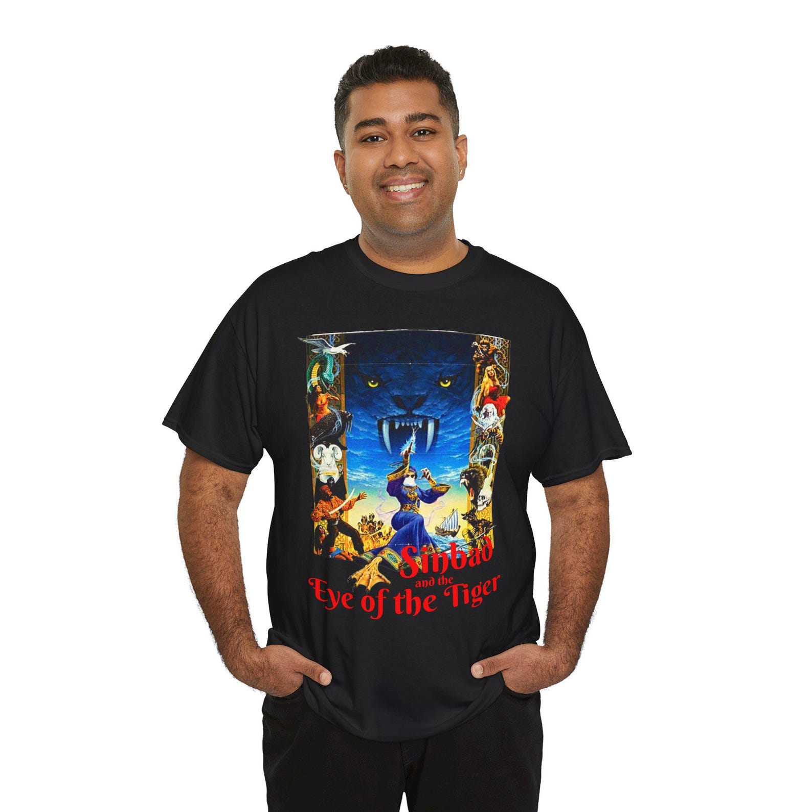 Vintage Graphic Sinbad Tee, Eye of the Tiger, old movie Shirt, Unisex Cotton T shirt 2XL