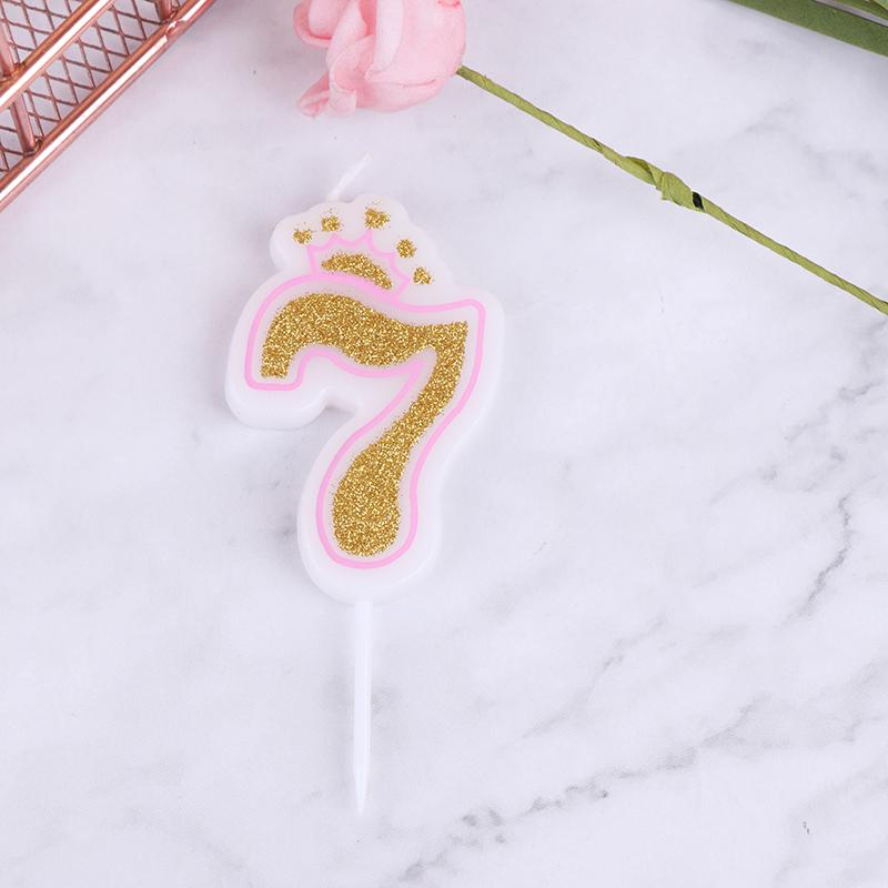 Praktyczna korona do pieczenia cyfrowa powierzchnia świecy złoty brokat z obramowaniem różowa niebieska świeca dekoracja na tort urodzinowy