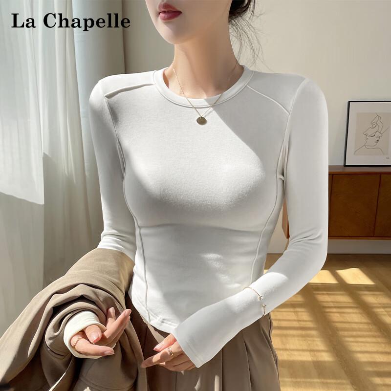 La Chapelle Women s Slim Fit Fleece-lined Crew Neck Long Sleeve T-Shirt L