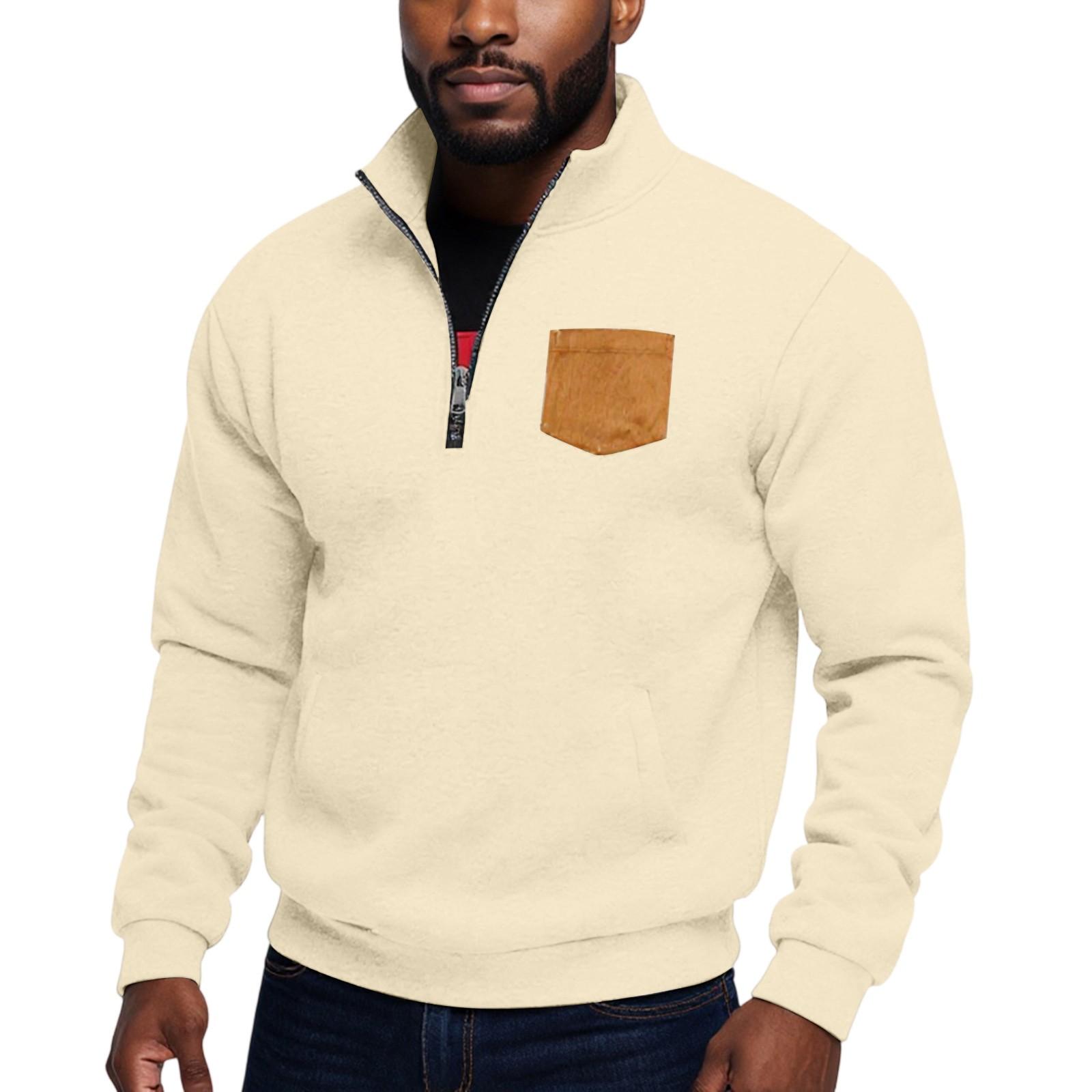 

Мужской повседневный свитшот с воротником-стойкой и молнией до середины груди XXL хаки