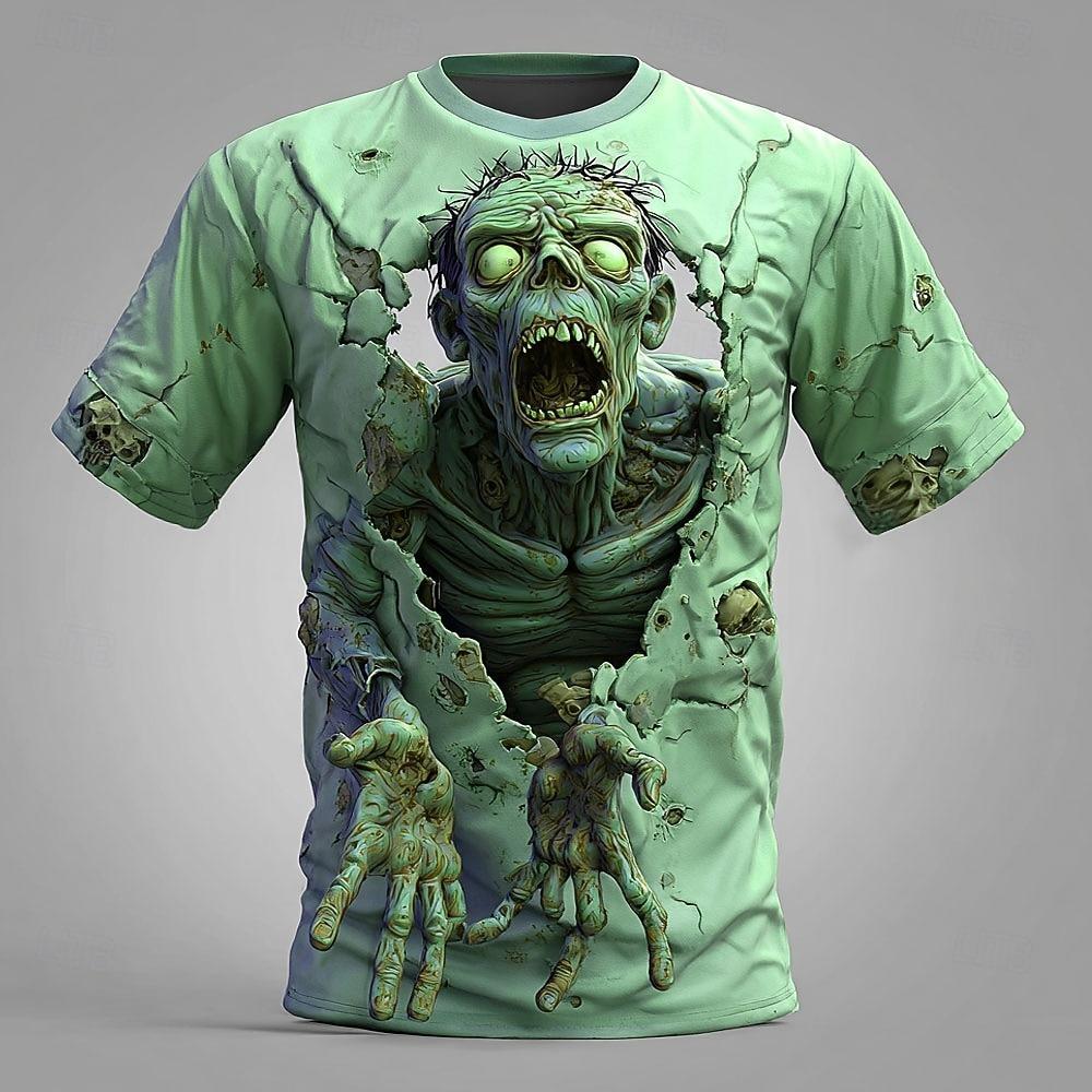 3D Print Sports Quick-dry Breathable Men T-shirt Outdoor Street Casual Fashion Scary Skull Gothic Hip-hop Short-sleeve Clothing
