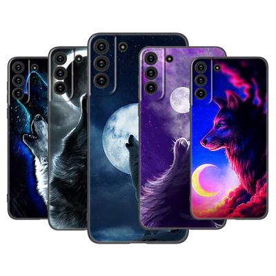 Custodia per telefono Ululato di Lupo alla Luna Per Samsung Galaxy S22 Pro S21 S20 Ultra FE S10 Lite 5G S10E S9 S8 Plus Copertura Nera in TPU Morbido