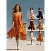 Summer European and American Holiday Wind Suspender Ruffle Irregular Dress Women's Beach Dress