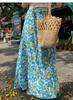 Pure and Alluring Pleated Slim Strapless Top for Women, New Summer Floral Slimming High-waisted Long Skirt Fashion Set