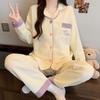 Set de pijama din bumbac aerat pentru femei: Cardigan cu mâneci lungi cu broderie - Casual și călduros pentru primăvară și toamnă