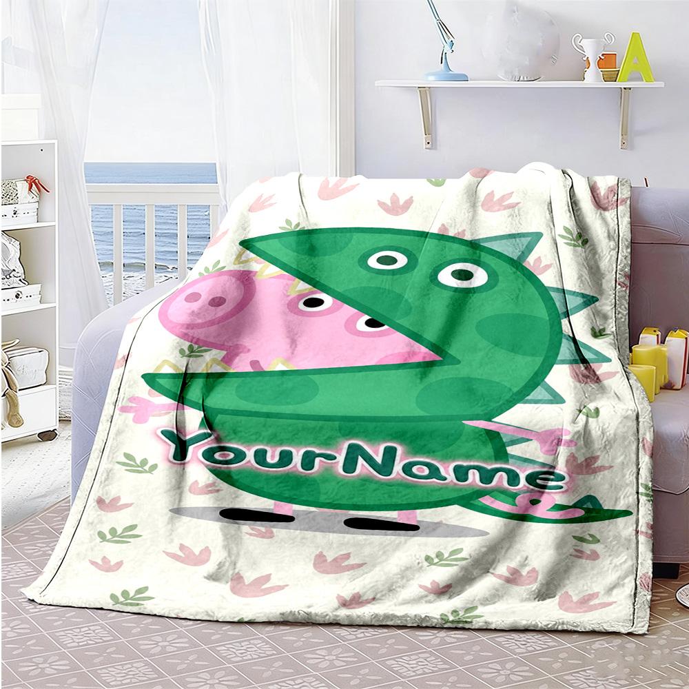 Peppa Pig Customize Text Blanket Cozy Customizable Blanket Soft Warm Cozy for Bed Sofa Couch Office Four Seasons Universal