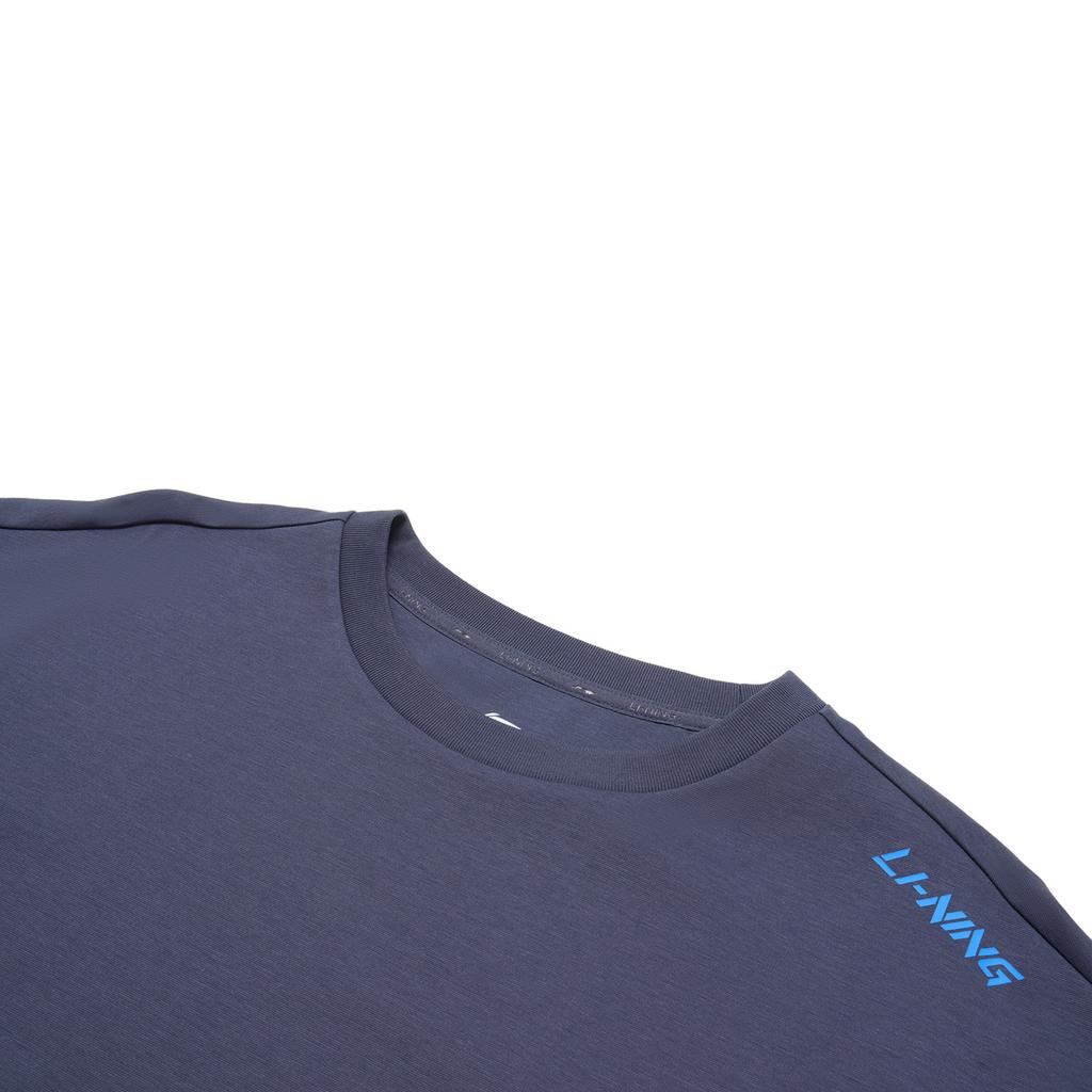 Li Ning Cooling Tea T Ice Silk Quick Dry Cool Solid Color Round Neck Casual Sports Short Sleeve T-Shirt Men Tops Mushan-Blue ATSU731-2