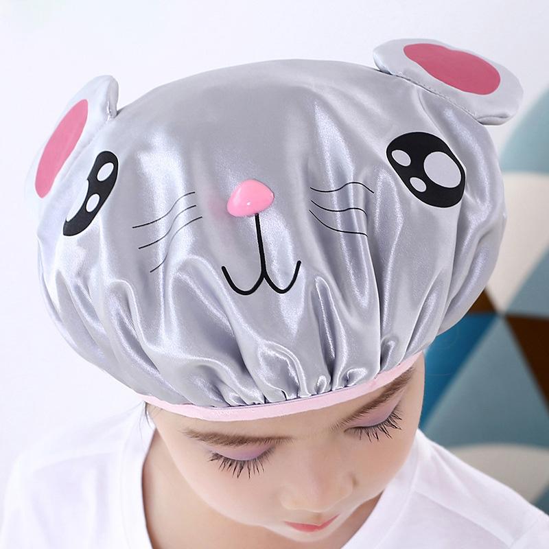 Children's Cartoon Shower Cap Double-Layer Creative Waterproof Cute Shampoo Cap Colorful Bath Accessory for Kids