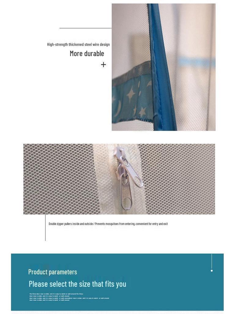 Mongolian Yurt Foldable Mosquito Net for Home & Dorm Bunk Beds - No Installation Needed