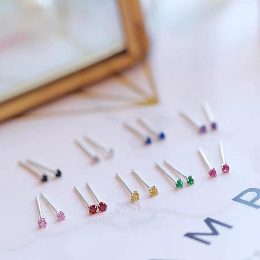 2024 S925 Sterling Silver Zircon Stud Earrings for Women - Elegant Niche Design, Perfect for Ear Cartilage Piercing
