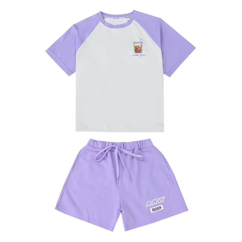 Girls' Summer 2025 Fashion Sports Set: Stylish Short Sleeve and Shorts for Big Girls