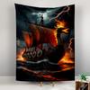 Tapestry Viking Longship Dragon Head Fire Lightning Storm Poster Wall Art for Fan Cave