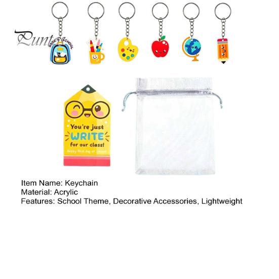 Back to School Gift 8Pcs Keychain Set, Theme Acrylic Keryring Set for Students, Decorative Accessories Bags & Backpack Students