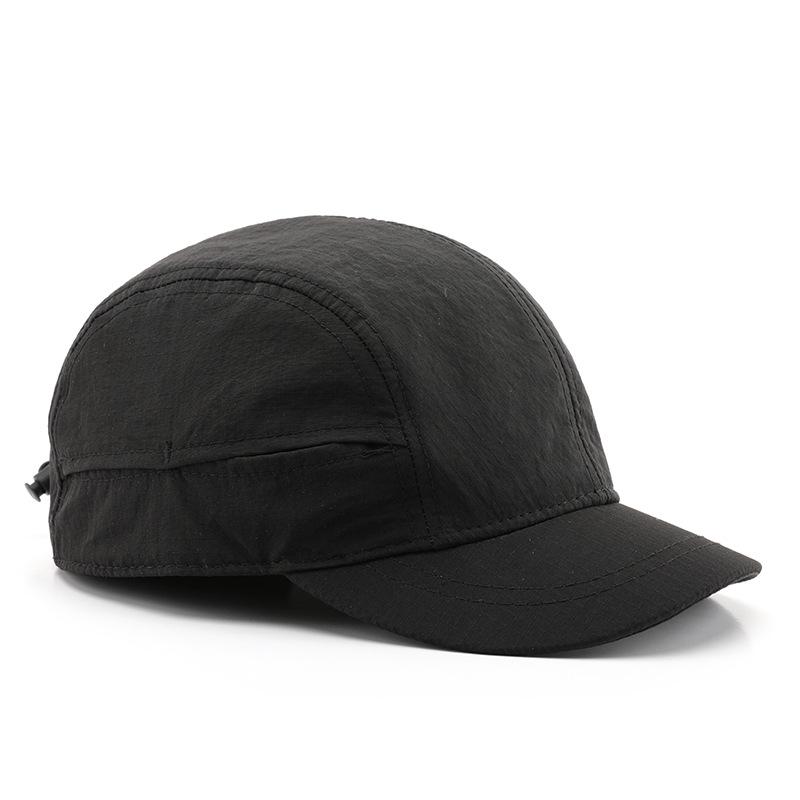 Men's short-brimmed, solid-color, plain baseball cap for outdoor activities, offering sun protection and shade