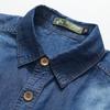 Männer Multi Taschen Denim Werkzeug Shirts Sommer Kurzarm Blue Jeans Shirts Hohe Qualität Männer Baumwolle Casual Shirts Größe