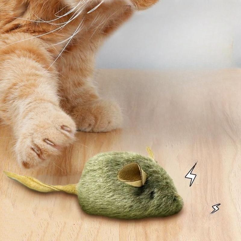 Funny Plush Mice Cat Toy Simulation Mouse Kitten Toy Bite-resistant Automatic Chirping Interactive Cat Chew Toy