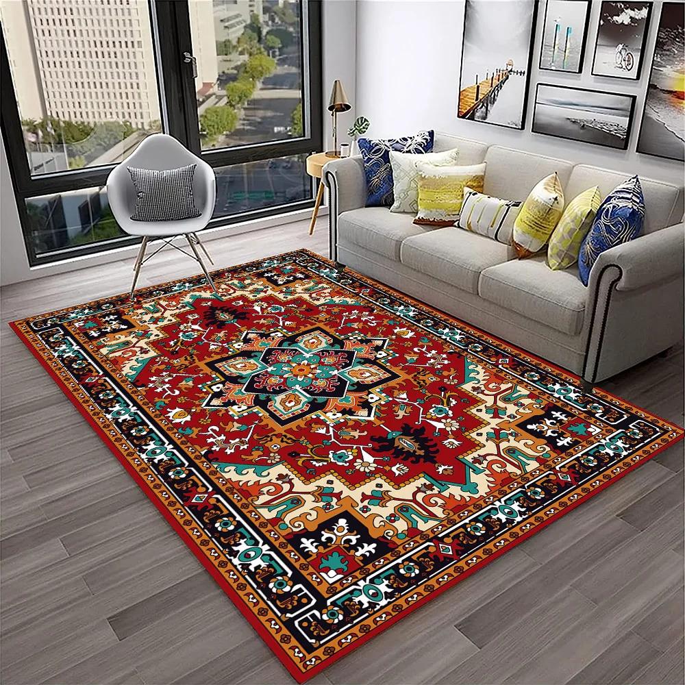 Persian Turkey Bohemian Flower Carpet Rug for Home Living Room Bedroom Sofa Doormat Kitchen Decor,Area Rug Non-slip Floor Mat
