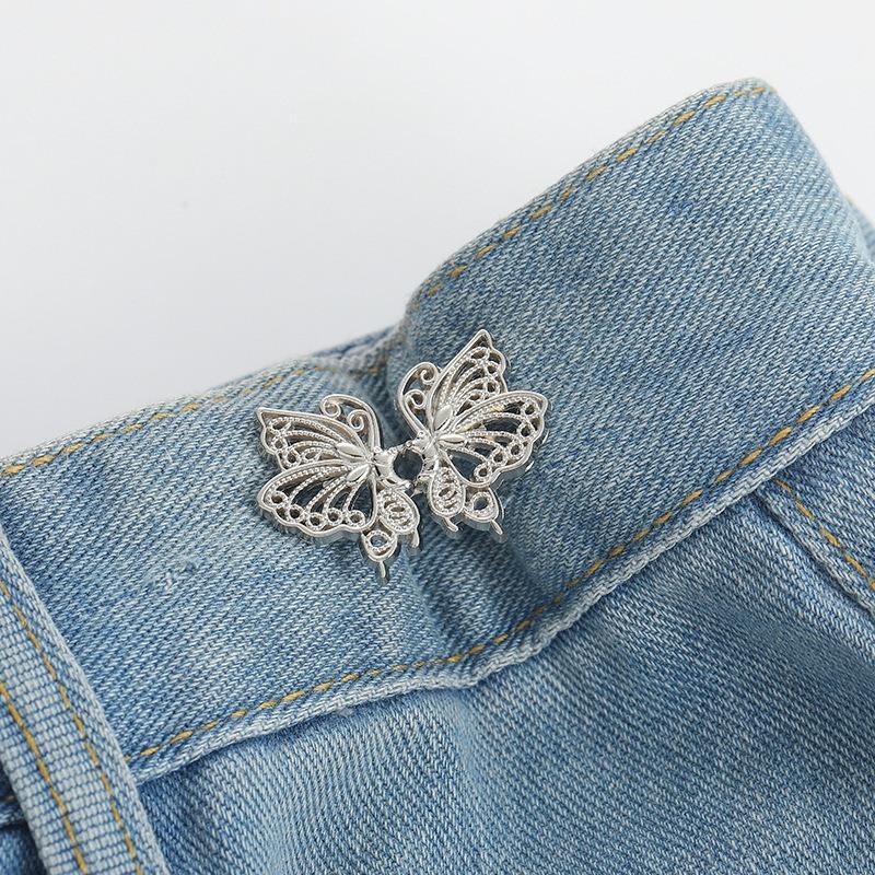 Jeans Button Adjustable Clips For Pant Skirts Waist Tightener Buckle Snap Button Adjuster Butterfly Pin Button Clothing Supplies